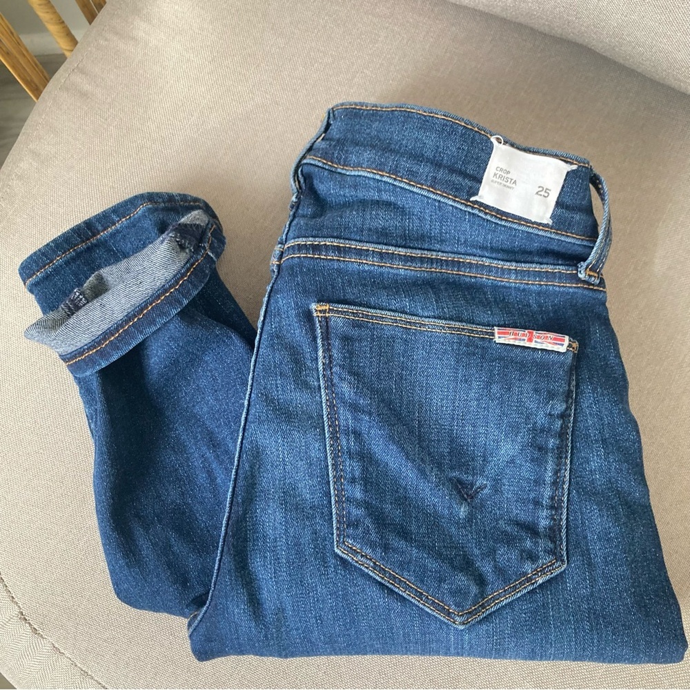 $199 Hudson KRISTA Jeans Women's 25 Super Skinny Mid Cropped Ankle Dark Denim